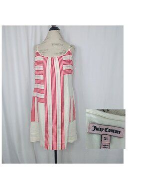 Juicy Couture Red Striped Dress X Large Mini Tent Linen